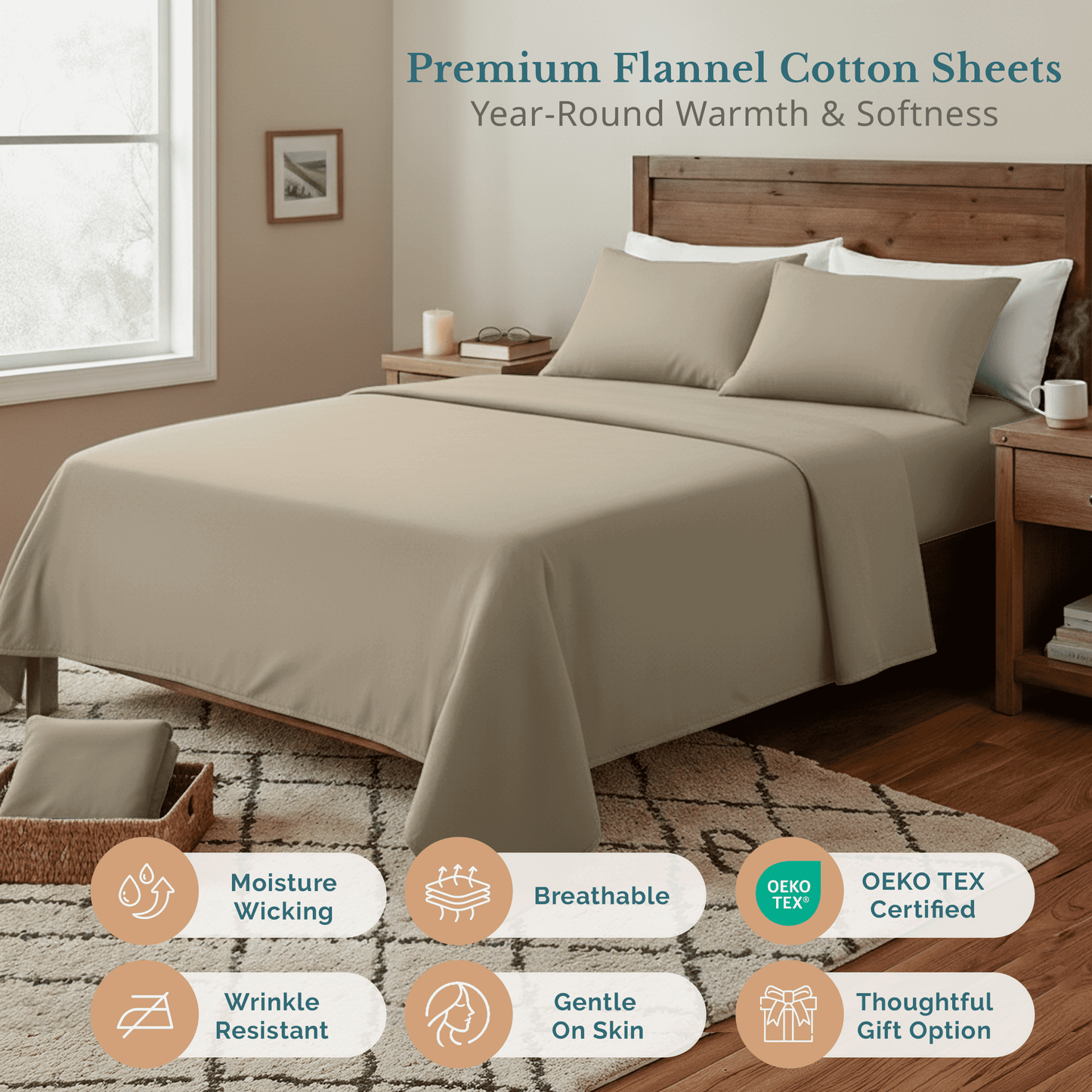 Flannel Sheet Set cp-gallery: color=Linen