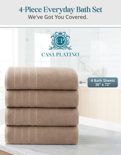 4-Piece Oversized Bath Sheets Set cp-gallery: color=Towny Brown; size=4 Piece Set