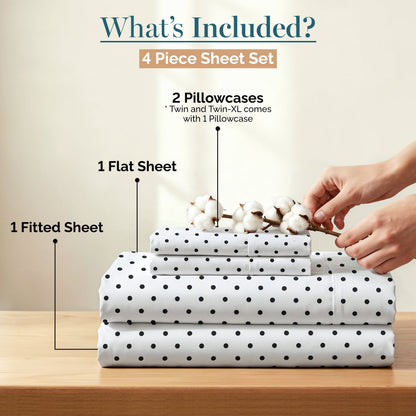 450 Thread Count Cotton Sheet Set cp-gallery: color=Polka Dot Black