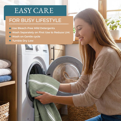 Herringbone Kitchen Towel Set cp-gallery: color=Olive Chambray; size=12 Piece Set