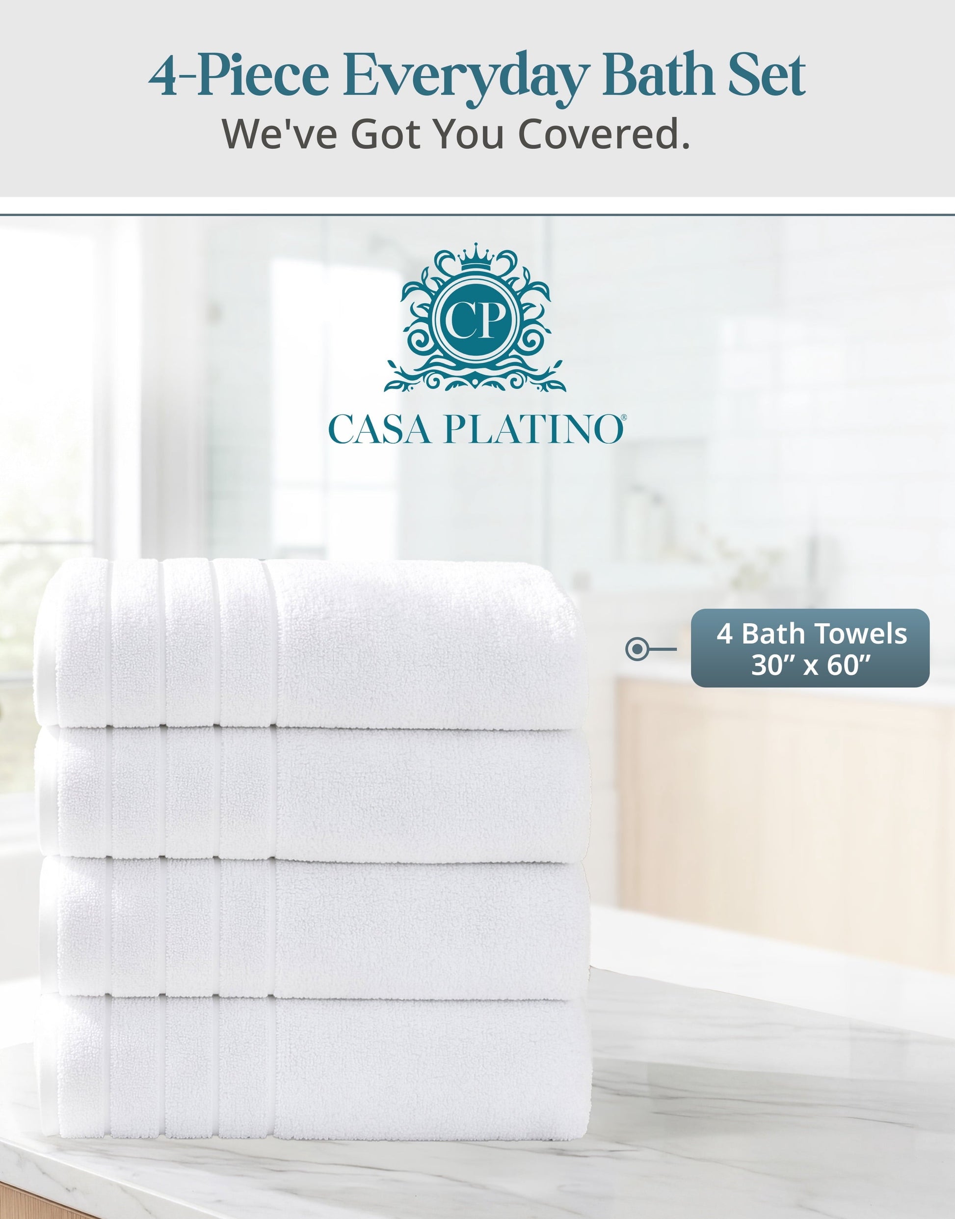 4-Piece Cotton Bath Towels Set