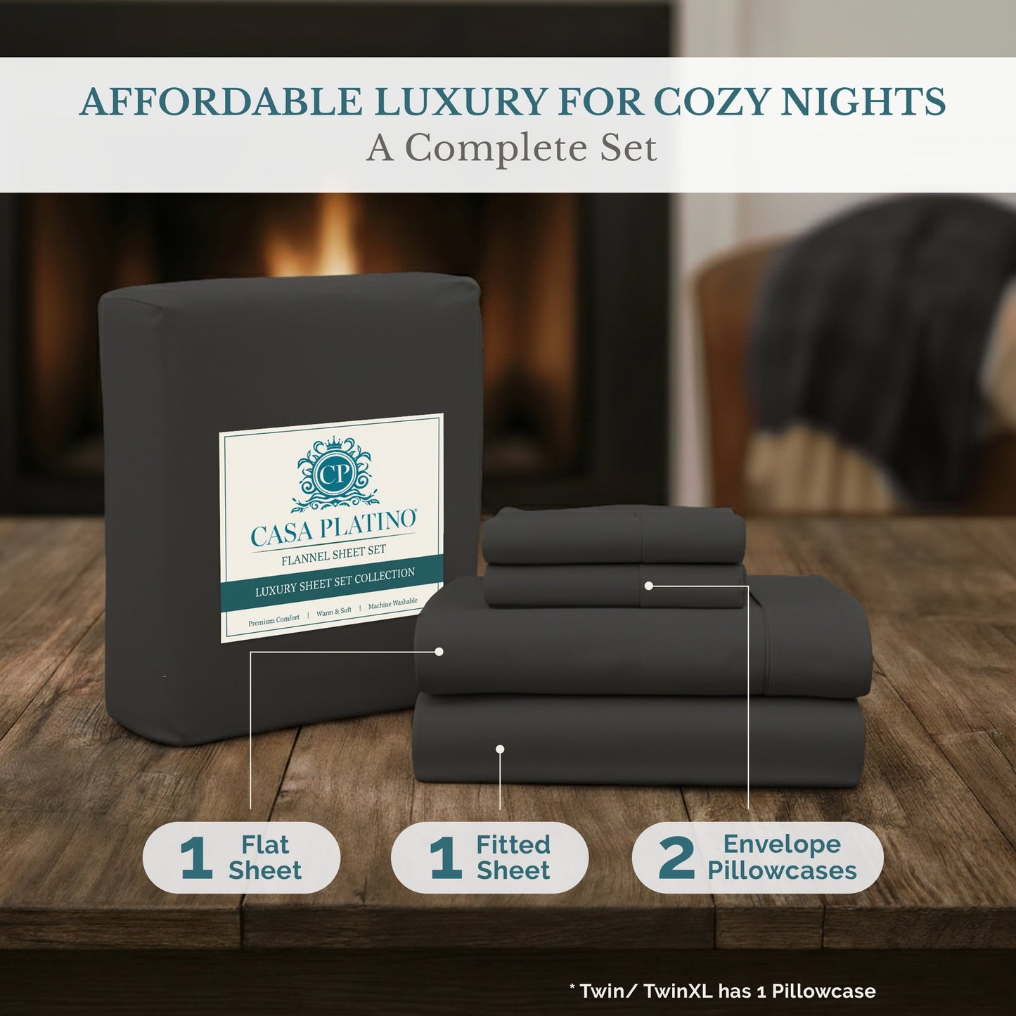 Flannel Sheet Set cp-gallery: color=Charcoal