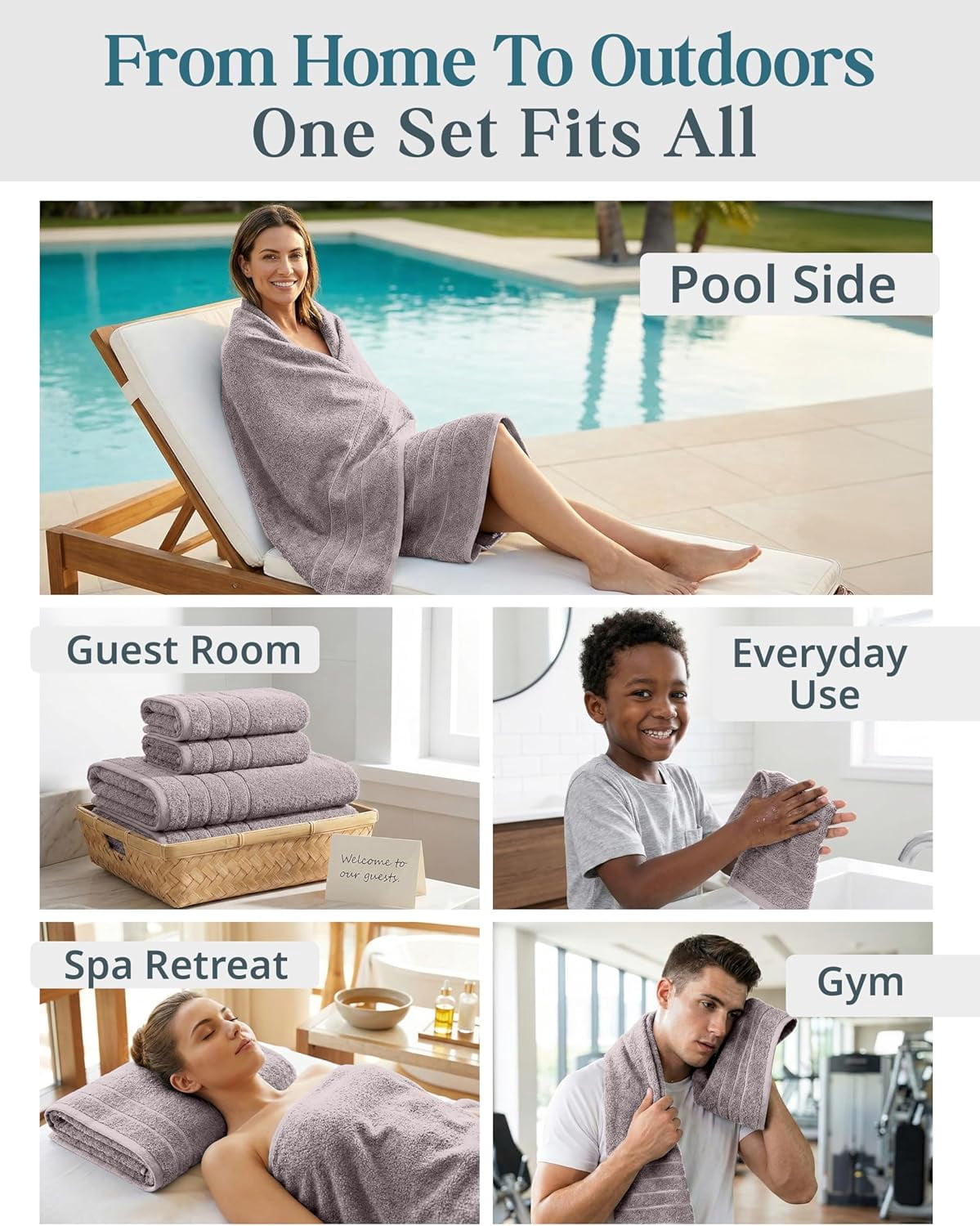 24-Piece Cotton Bath Towel Set