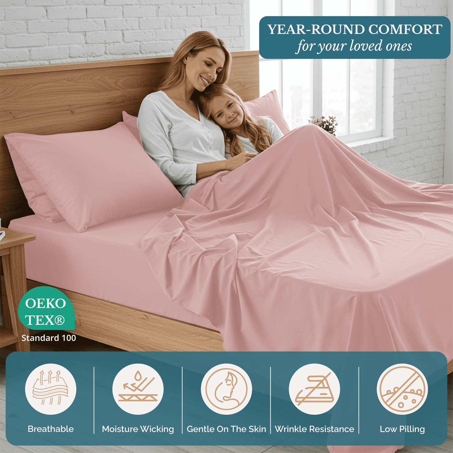 Washed Microfiber Sheet Set cp-gallery: color=Sepia Rose; size=Split King