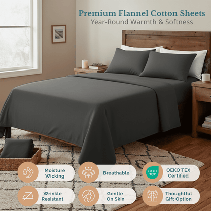 Flannel Sheet Set cp-gallery: color=Charcoal