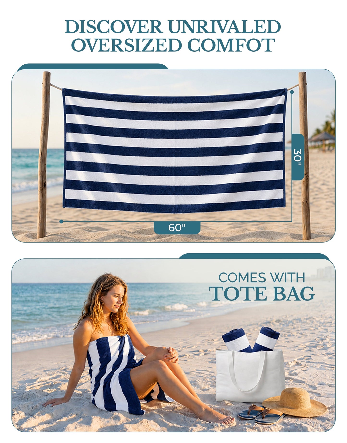 4-Piece Cabana Beach Towel Set cp-gallery: color=Blue; size=4 Piece Set