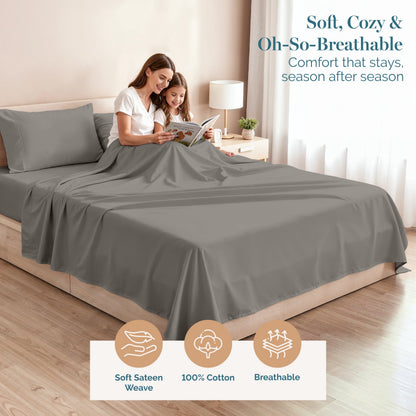 450 Thread Count Cotton Sheet Set cp-gallery: color=Paloma Grey