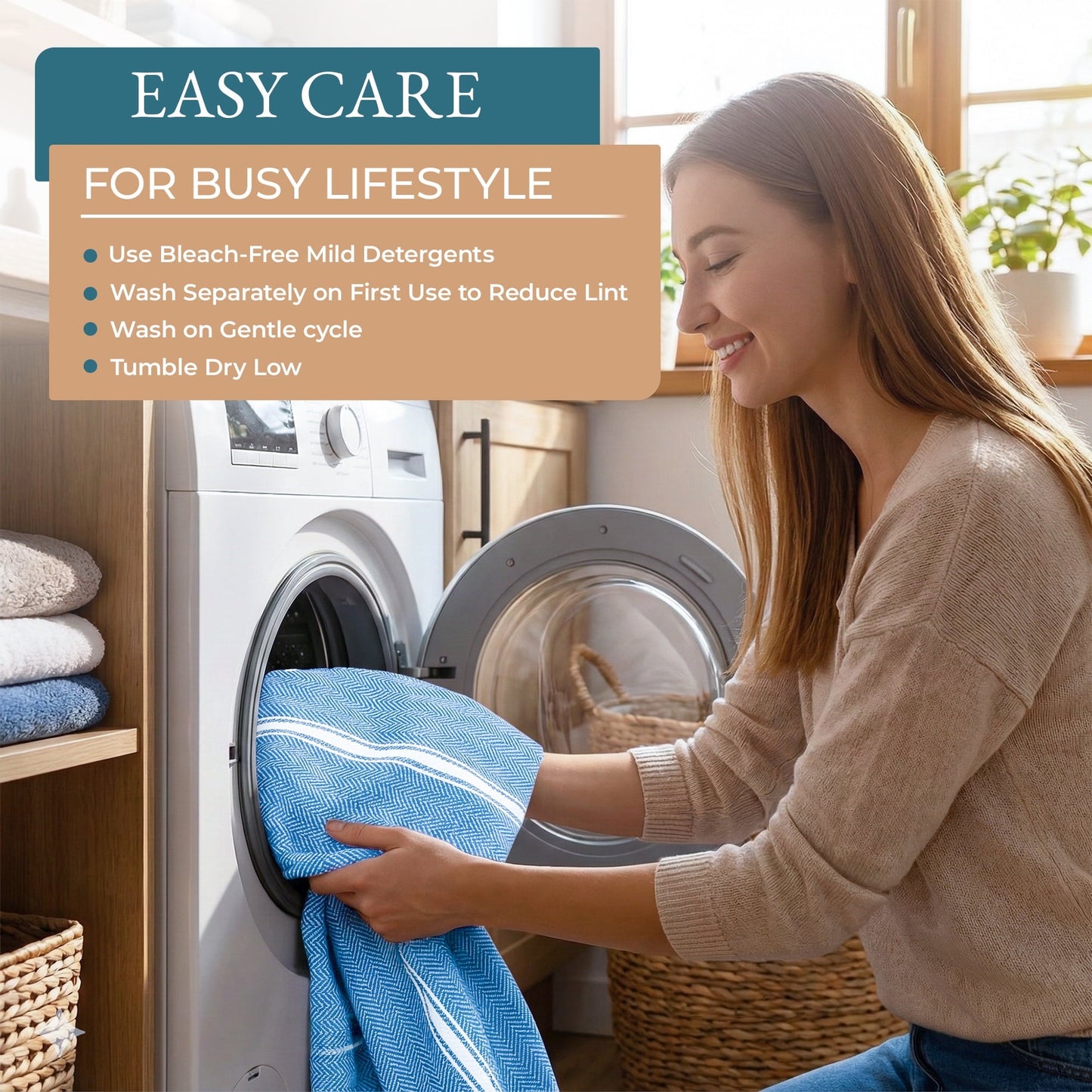 Herringbone Kitchen Towel Set cp-gallery: color=Indigo Chambray; size=12 Piece Set