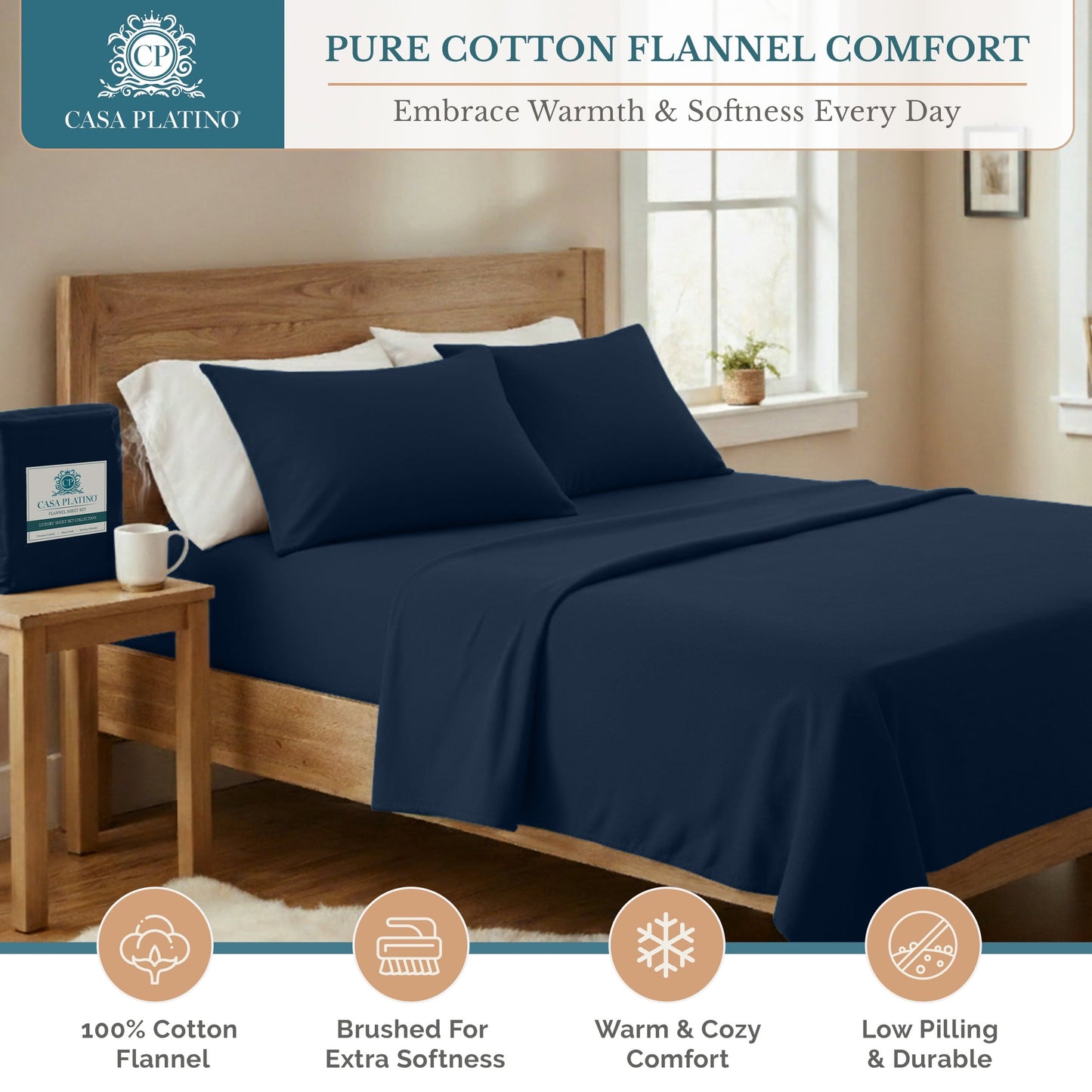 Flannel Sheet Set cp-gallery: color=Estate Blue