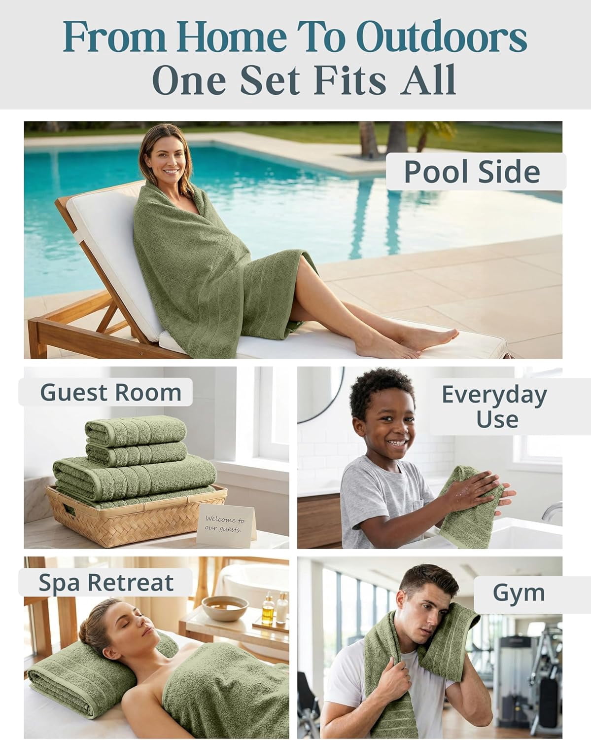 24-Piece Cotton Bath Towel Set