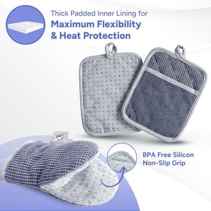 Kitchen Set - Oven Mitts, Pot Holders & Towels cp-gallery: color=Indigo; size=4 Piece Set