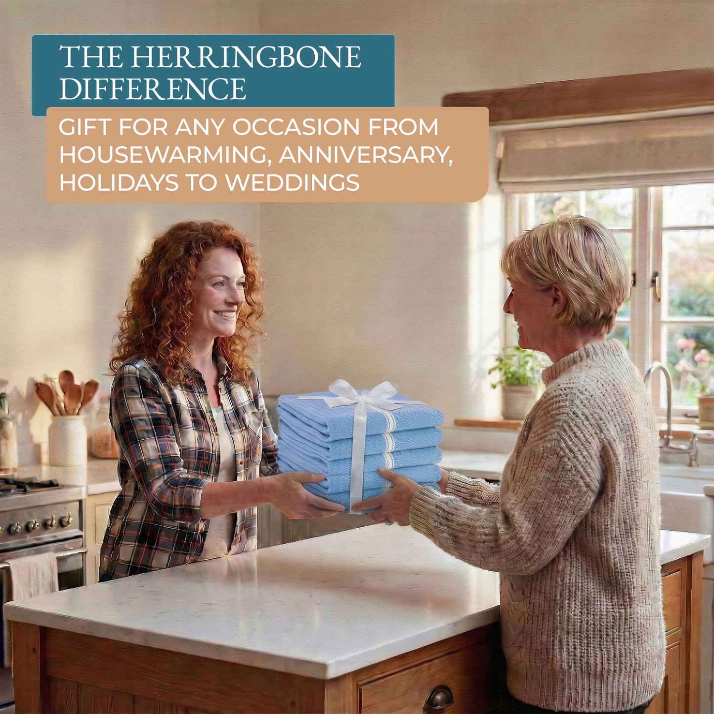 Herringbone Kitchen Towel Set cp-gallery: color=Indigo Chambray; size=12 Piece Set