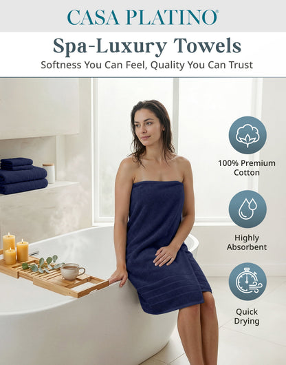 12-Piece Cotton Bath Towel Set cp-gallery: color=Navy; size=12 Piece Set