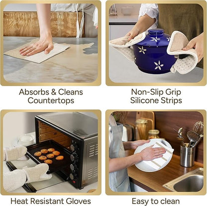 Kitchen Set - Oven Mitts, Pot Holders & Towels cp-gallery: color=Beige; size=8 Piece Set
