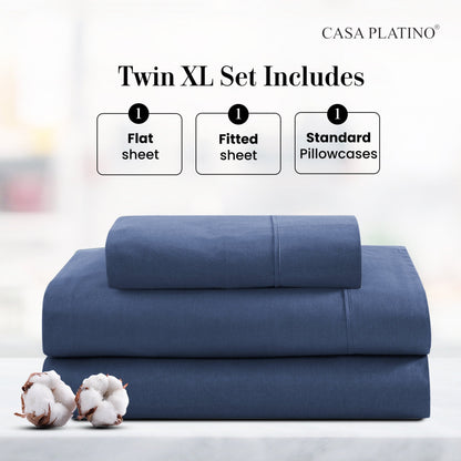 Percale Cotton Sheet Set cp-gallery: color=Navy; size=Twin-XL