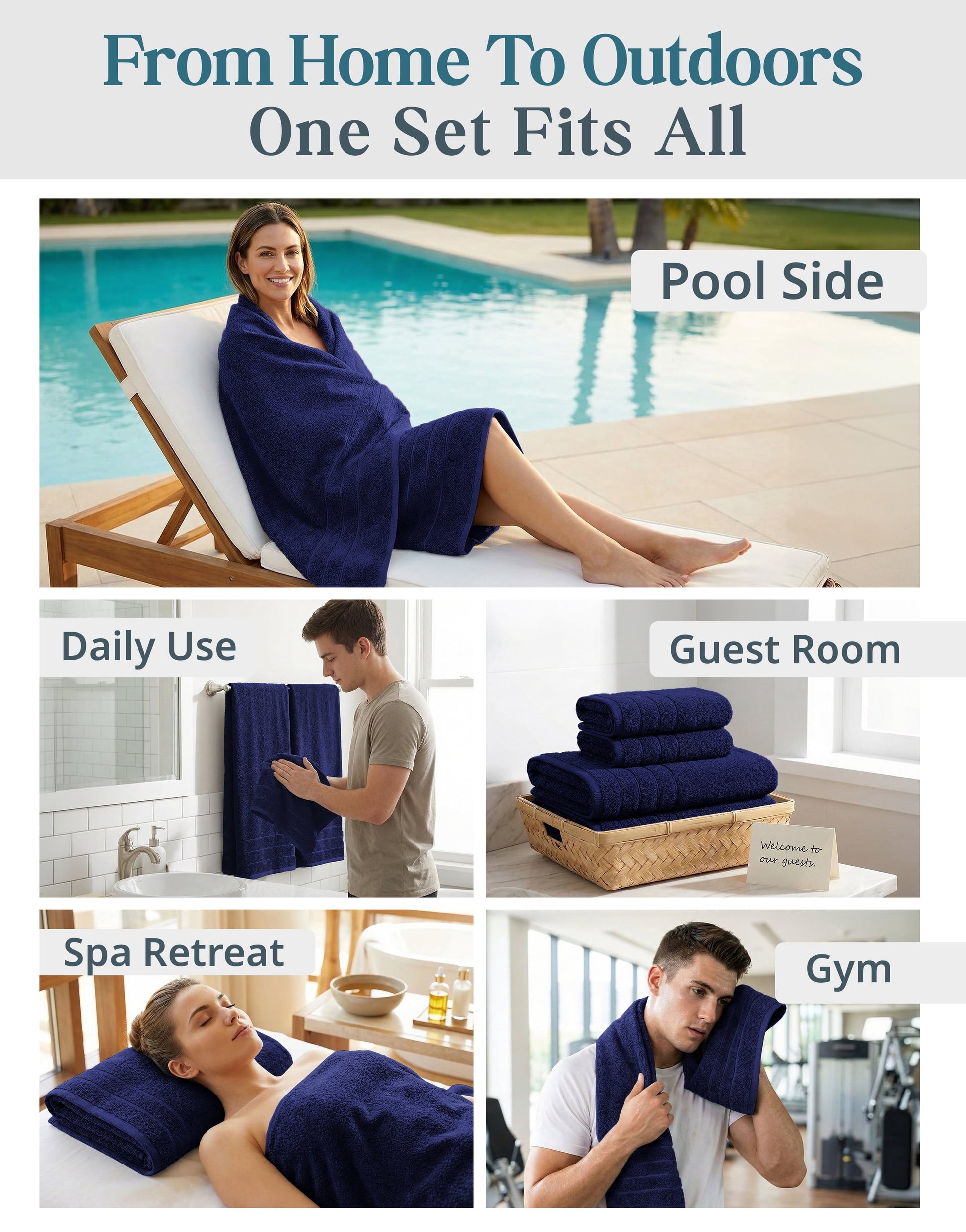 8-Piece Cotton Bath Towel Set