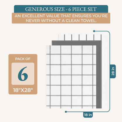 Multi-Weave Kitchen Towel Set cp-gallery: color=Grey; size=6 Piece Set
