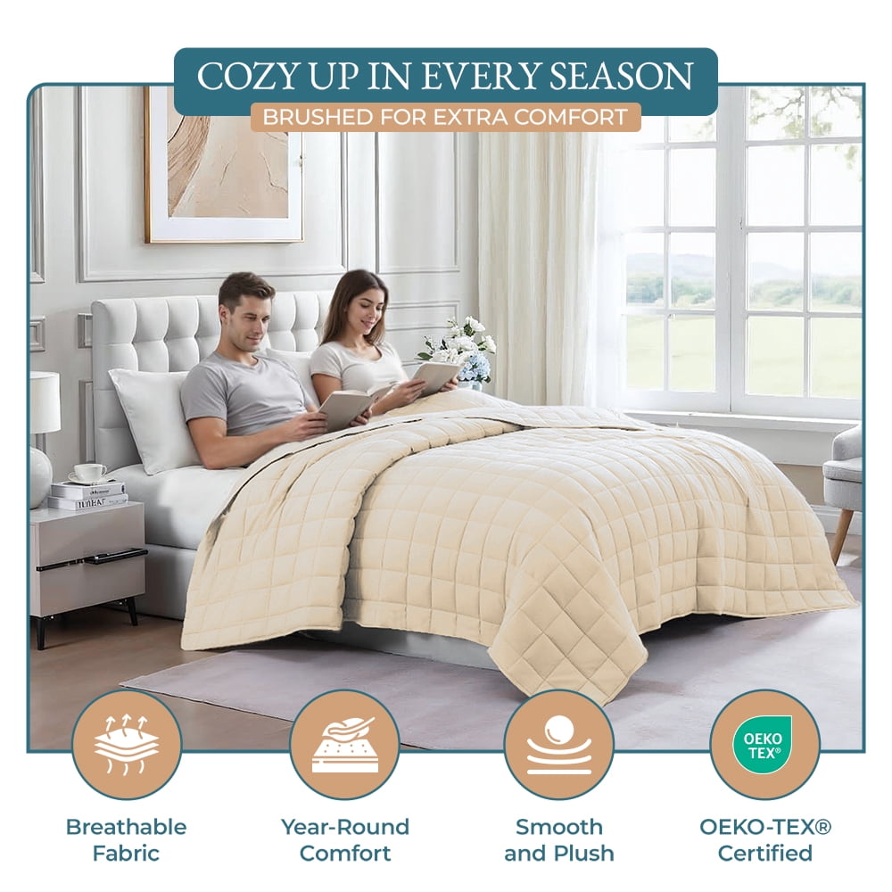Quilted Bed Blanket cp-gallery: color=Ivory