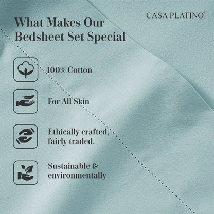 Percale Cotton Sheet Set cp-gallery: color=Cool Blue