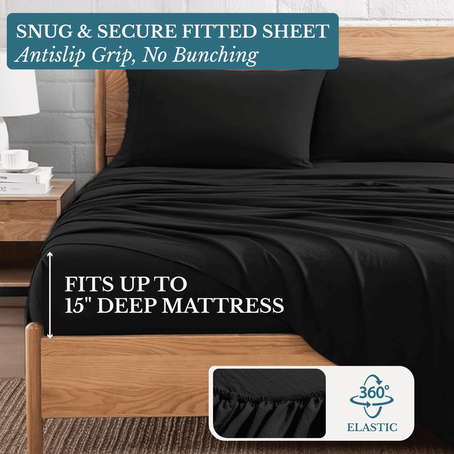 Washed Microfiber Sheet Set cp-gallery: color=Black