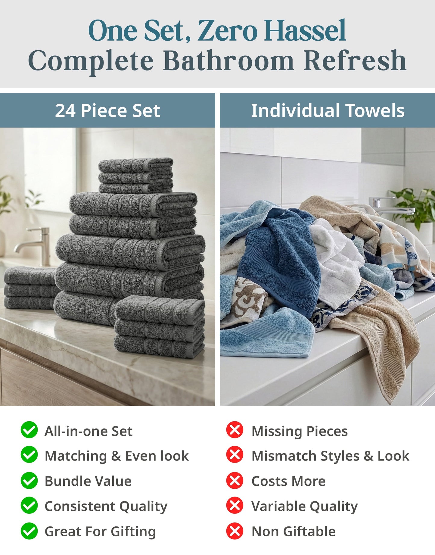 24-Piece Cotton Bath Towel Set cp-gallery: color=Grey; size=24 Piece Set