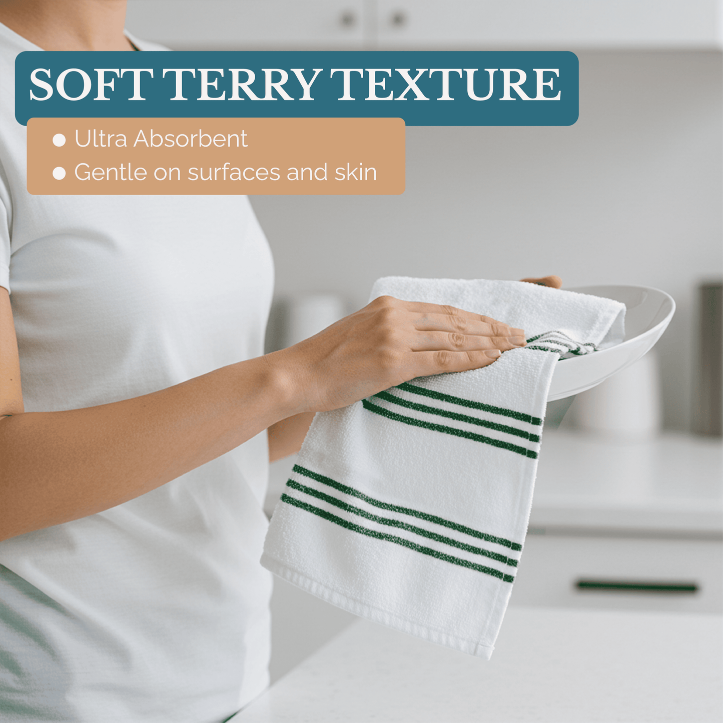 Terry Kitchen Towel Set cp-gallery: color=Olive; size=8 Piece Set