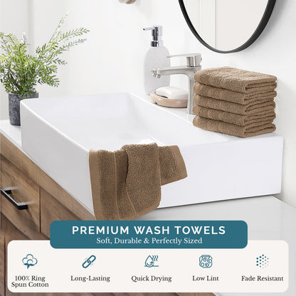 6-Piece Cotton Washcloths Set cp-gallery: color=Taupe; size=6 Piece Set