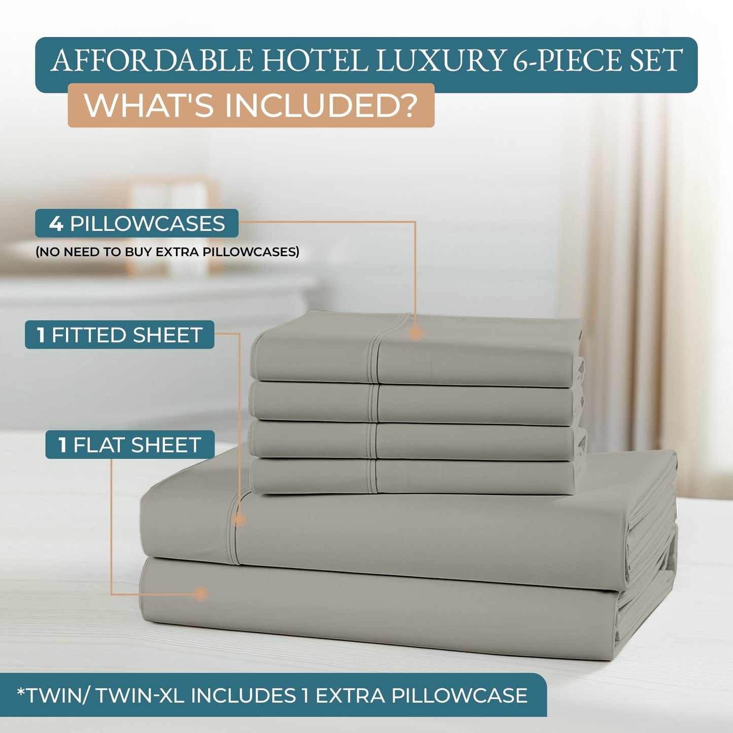 600 Thread Count Cotton Sheet Set cp-gallery: color=Silver