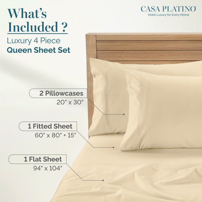1000 Thread Count Egyptian Cotton Sheet Set cp-gallery: color=Ivory; size=Queen