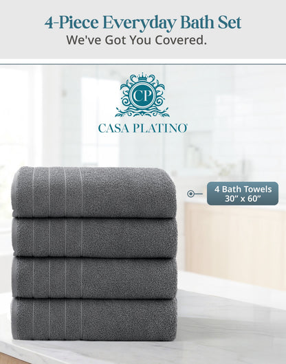 4-Piece Cotton Bath Towels Set cp-gallery: color=Ultimate Grey; size=4 Piece Set