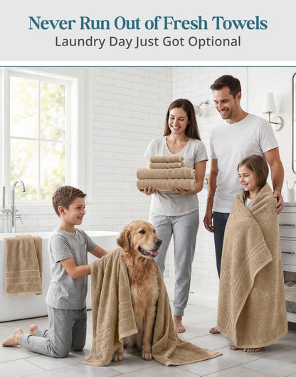 12-Piece Cotton Bath Towel Set cp-gallery: color=Beige; size=12 Piece Set