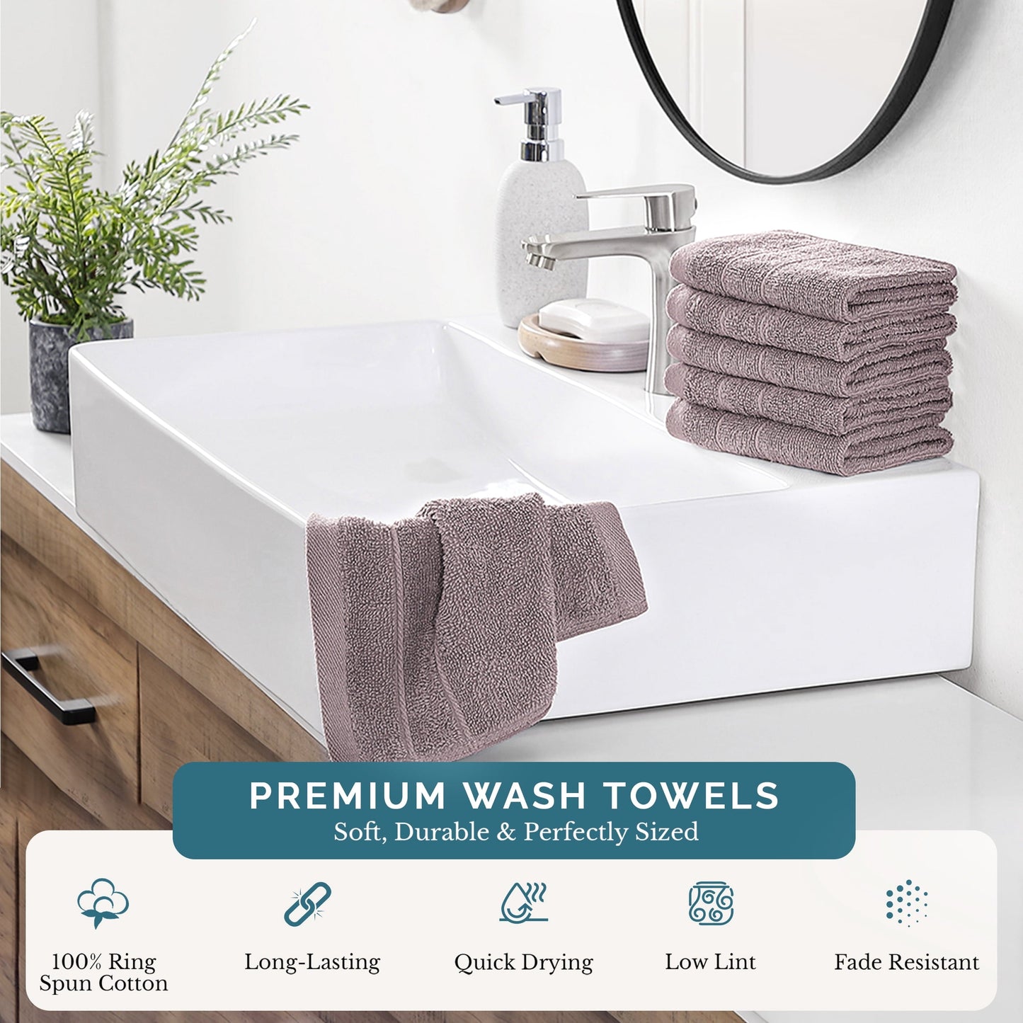 6-Piece Cotton Washcloths Set cp-gallery: color=Platinum; size=6 Piece Set