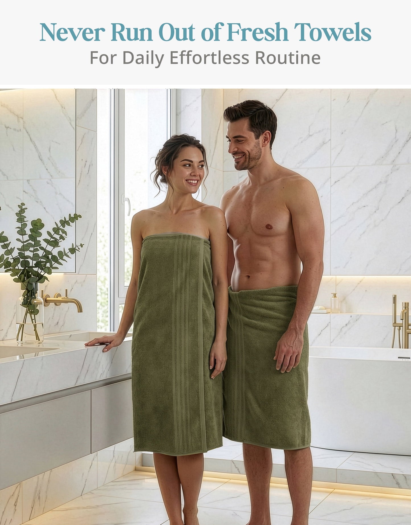 4-Piece Cotton Bath Towels Set cp-gallery: color=Oil Green; size=4 Piece Set