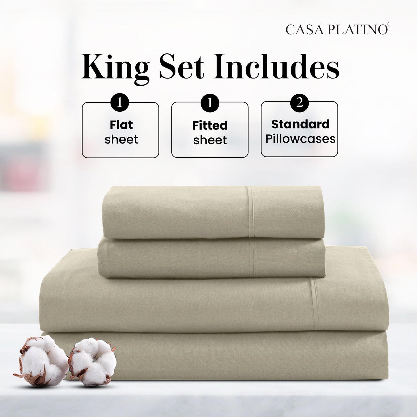 Percale Cotton Sheet Set cp-gallery: color=Taupe; size=King