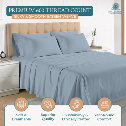 600 Thread Count Cotton Sheet Set cp-gallery: color=French Blue