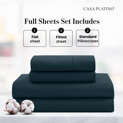 Percale Cotton Sheet Set cp-gallery: color=Estate Blue; size=Full
