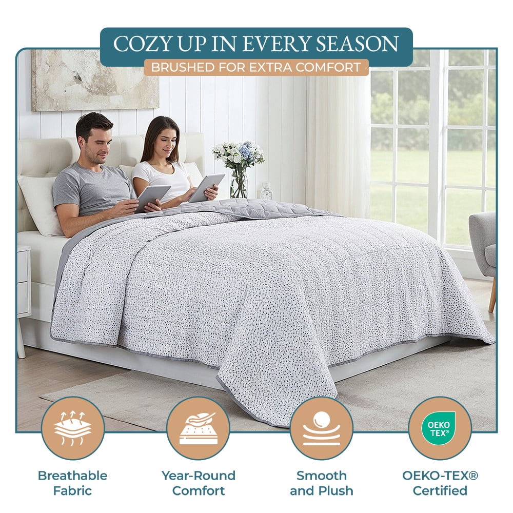 Quilted Bed Blanket cp-gallery: color=White Base Dot-silver
