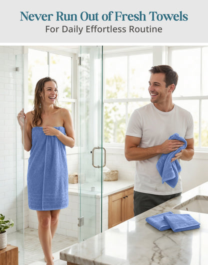 8-Piece Cotton Bath Towel Set cp-gallery: color=Cerulean Blue; size=8 Piece Set