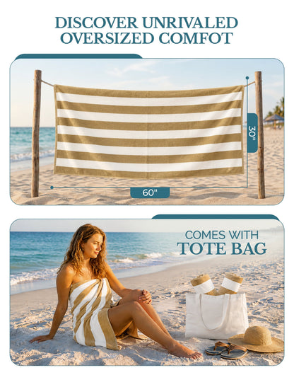4-Piece Cabana Beach Towel Set cp-gallery: color=Beige; size=4 Piece Set