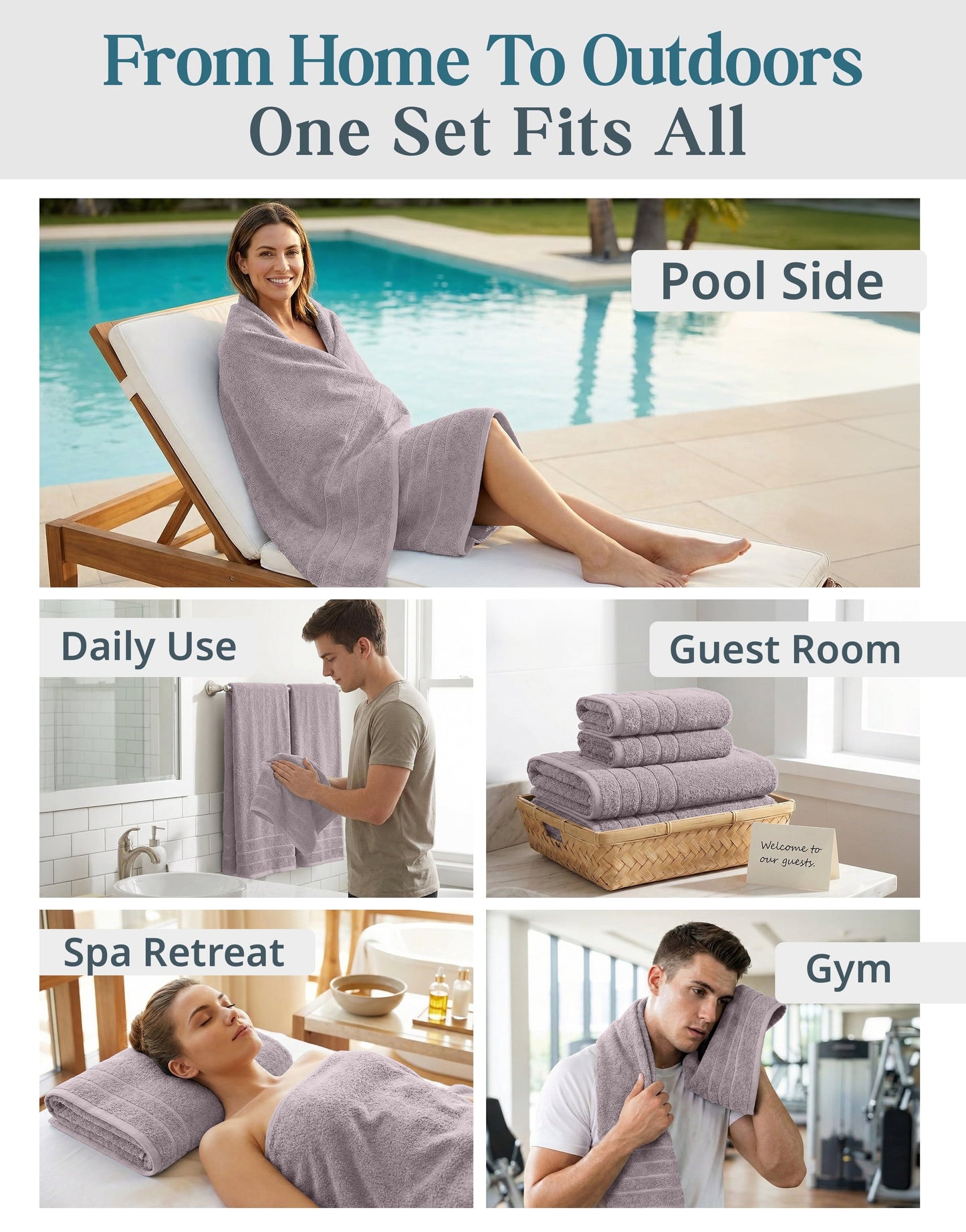 8-Piece Cotton Bath Towel Set cp-gallery: color=Platinum; size=8 Piece Set