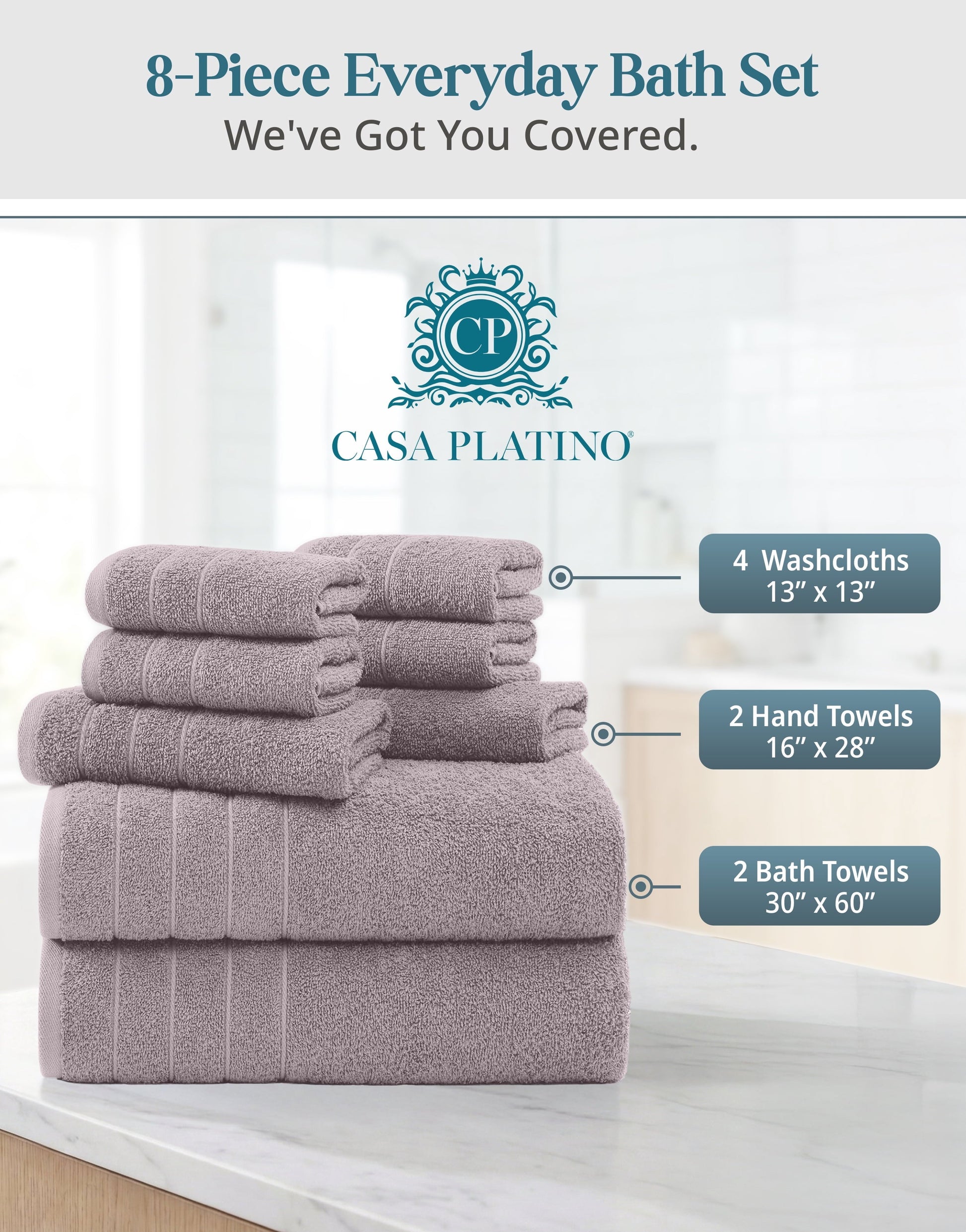 8-Piece Cotton Bath Towel Set