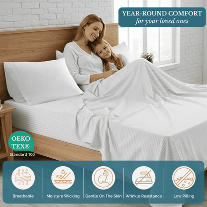 Washed Microfiber Sheet Set cp-gallery: color=Stripe Silver; size=Split King