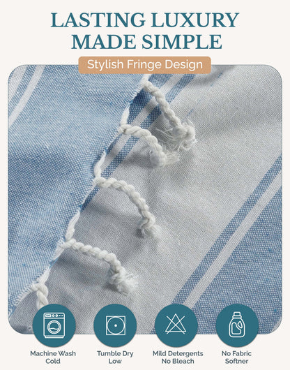 Cotton Hammam Beach Towels Multi-Pack cp-gallery: color=Sky Blue; size=4 Piece Set