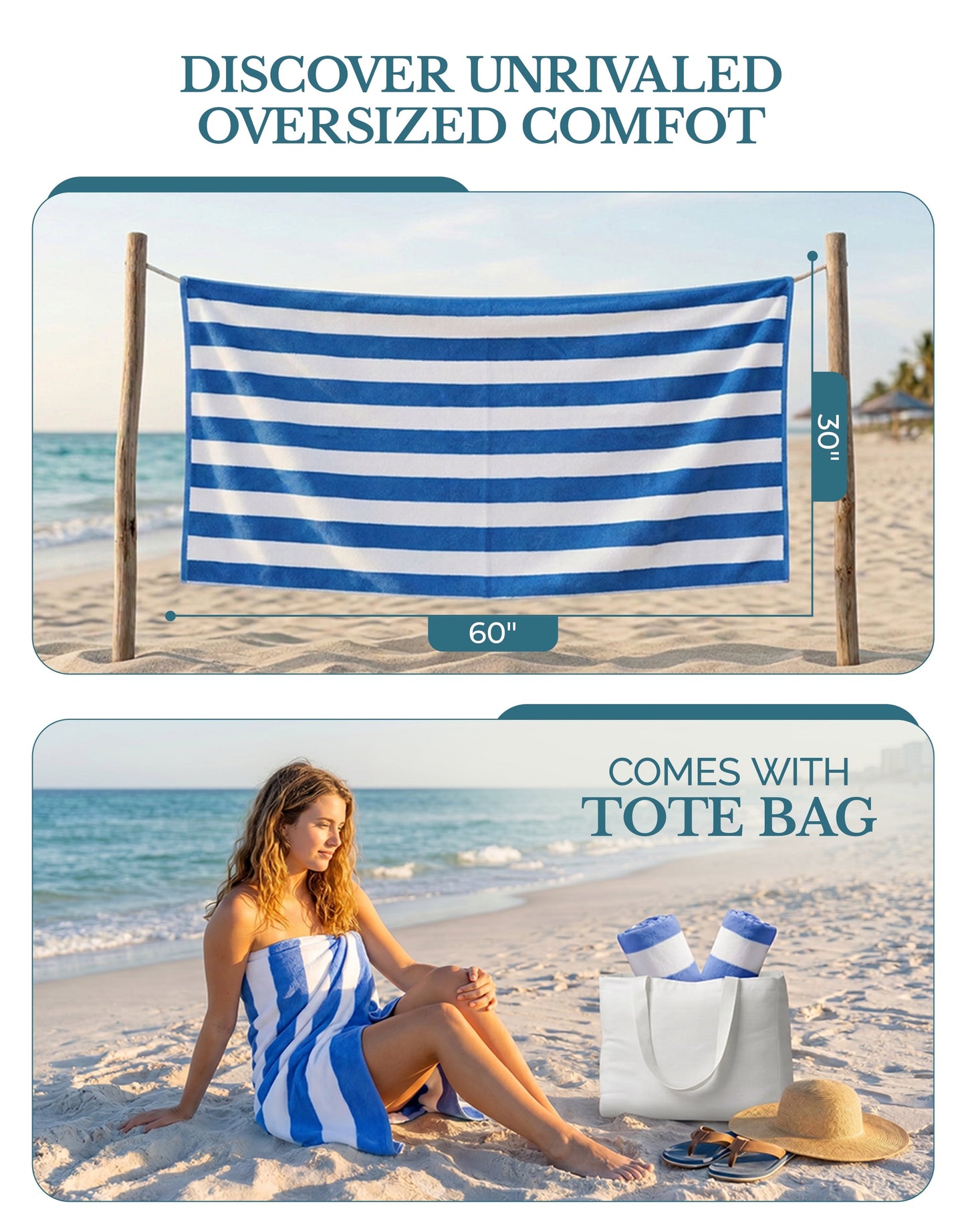 4-Piece Cabana Beach Towel Set cp-gallery: color=Light Blue; size=4 Piece Set