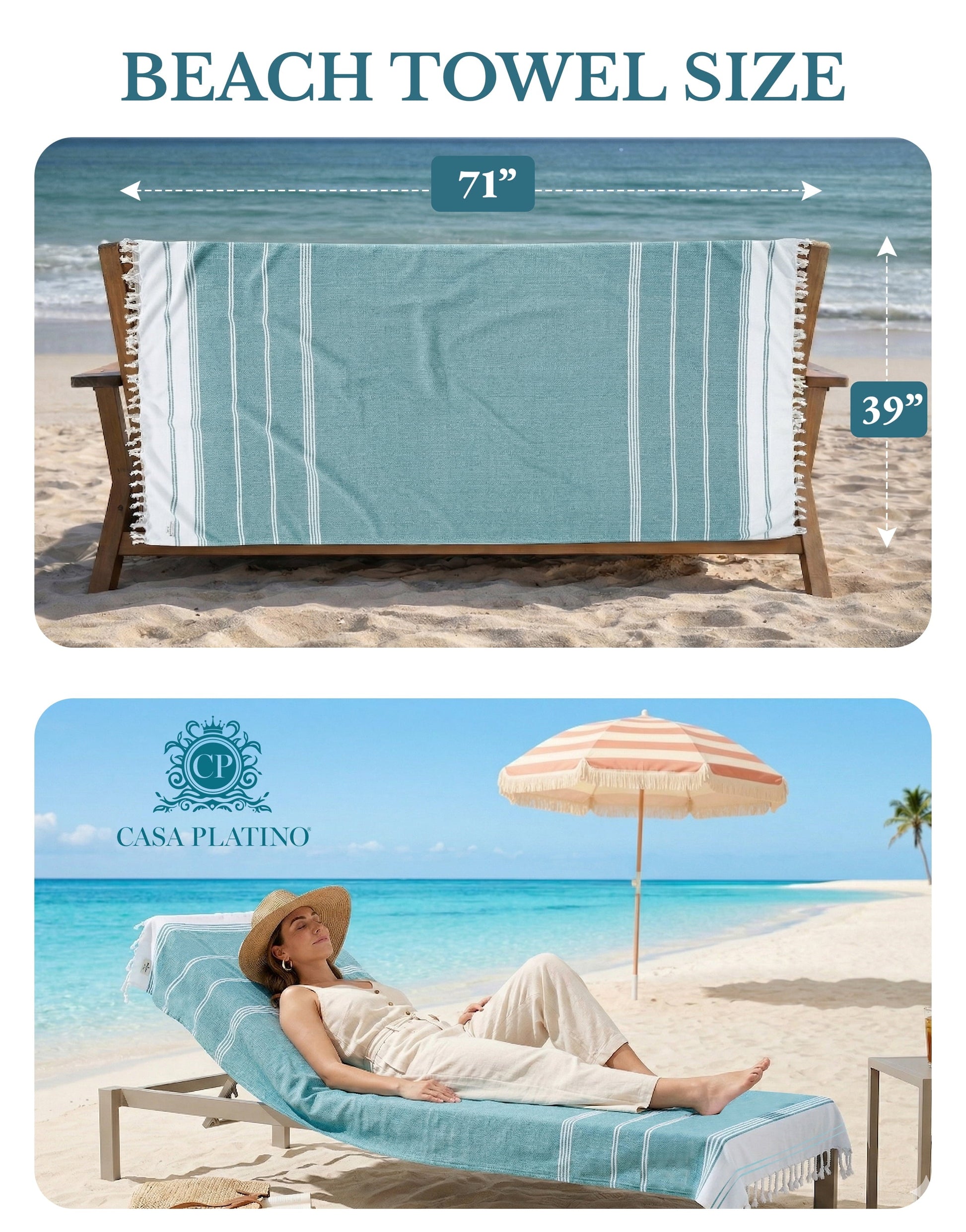 6-Piece Hammam Beach Towels Diamond Weave Set