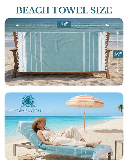 6-Piece Hammam Beach Towels Diamond Weave Set cp-gallery: color=Sand Blue; size=6 Piece Set