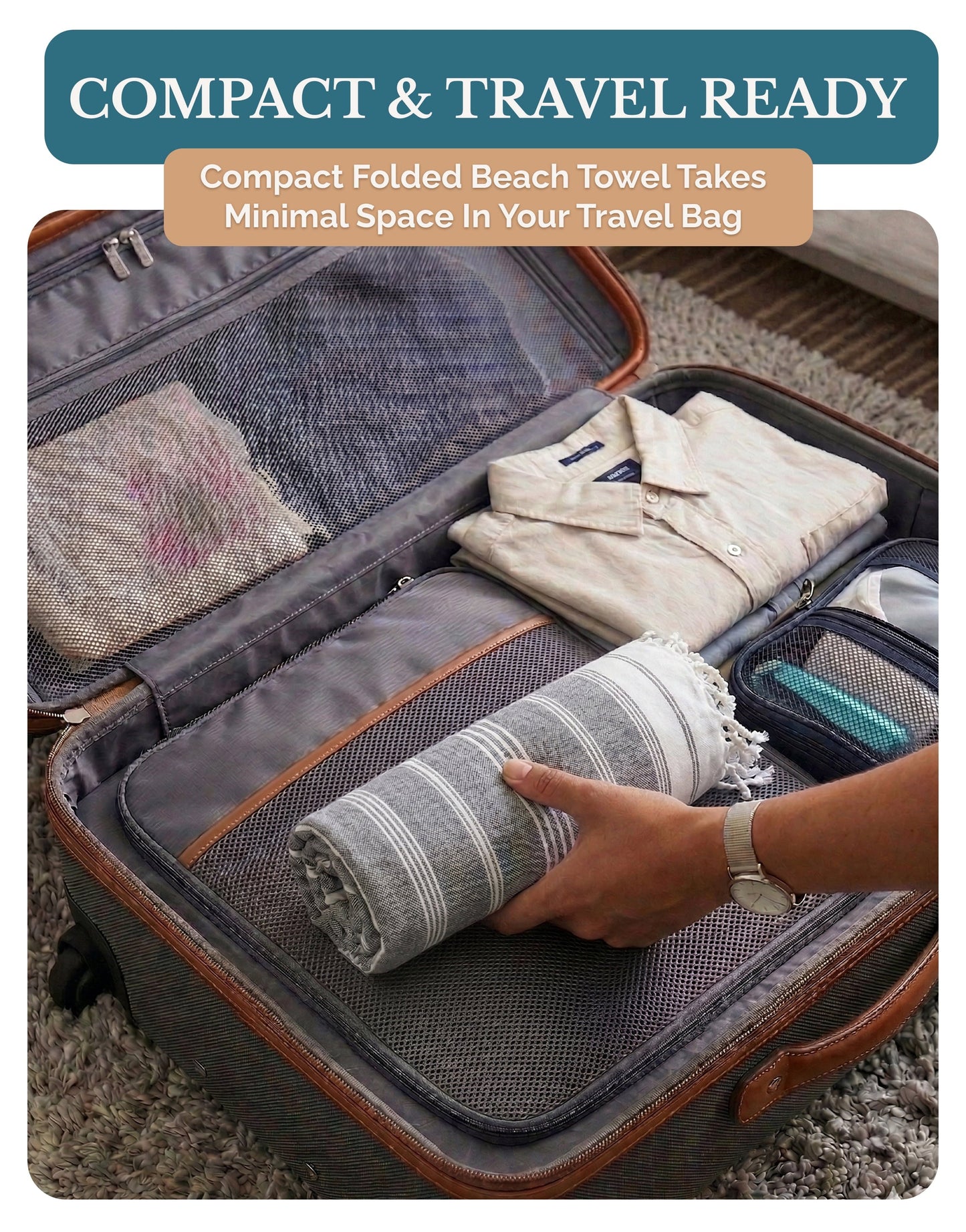 6-Piece Hammam Beach Towels Diamond Weave Set cp-gallery: color=Sand Blue; size=6 Piece Set