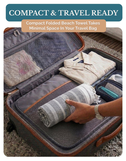 6-Piece Hammam Beach Towels Diamond Weave Set cp-gallery: color=Sand Blue; size=6 Piece Set