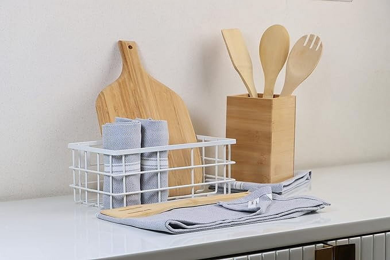 Herringbone Kitchen Towel Set cp-gallery: color=Grey Chambray; size=12 Piece Set