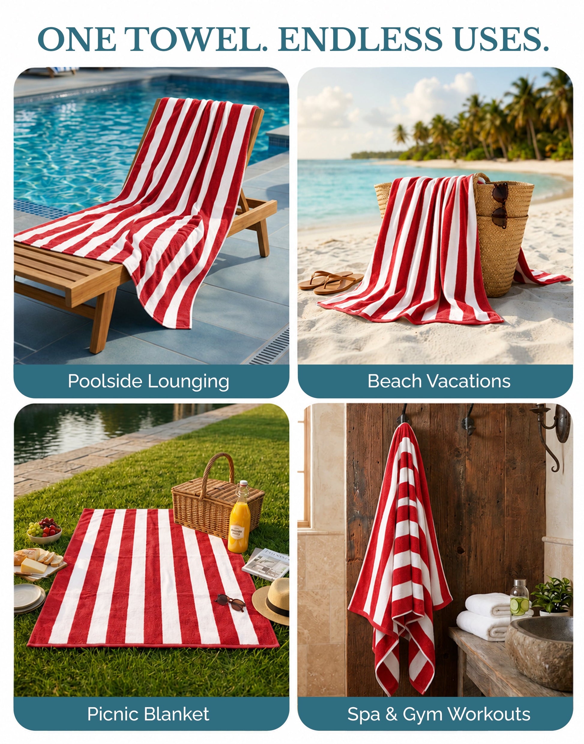 4-Piece Cabana Beach Towel Set